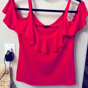 Express fuchsia, cold shoulder top.